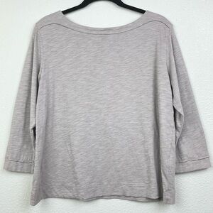 Lilla P Women's Medium Taupe Cotton Modal Boat Neck Slub Top 3/4 Sleeve Peru Tan